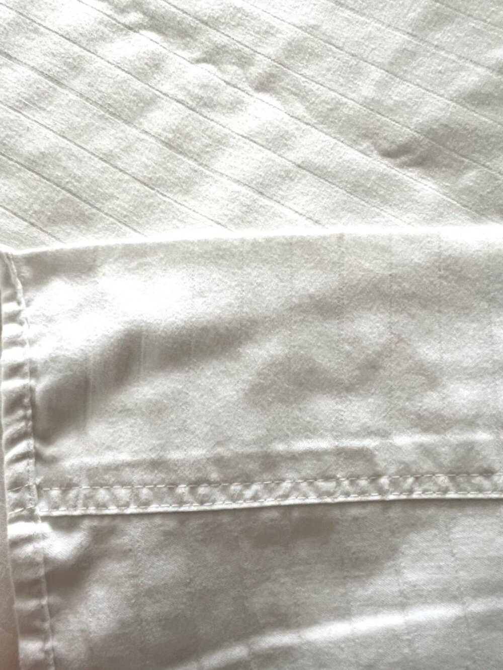 Hotel New York Sheet QUEEN Flat 97”L x 91”W Embossed Stripe 100% Cotton White